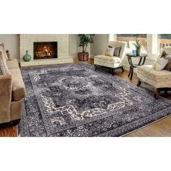 Angora Anthracite 8 ft. x 10 ft. Medallion Area Rug by Home Decorators Collection -Home Decorators Store anthracite home decorators collection area rugs 27337 4f 1000
