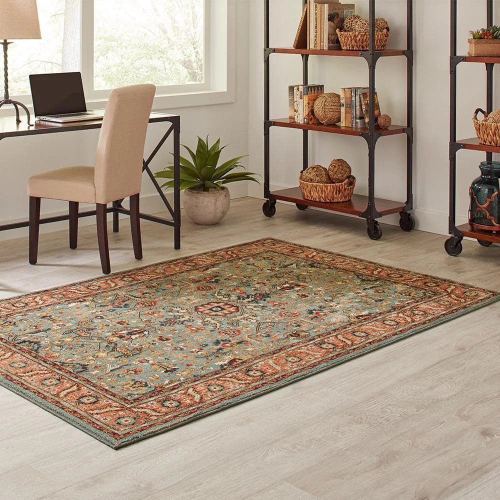Mariah Aquamarine 5 ft. x 7 ft. Floral Area Rug by Home Decorators Collection 9 Mariah Aquamarine 5 ft. x 7 ft. Floral Area Rug by Home Decorators Collection - Image 9