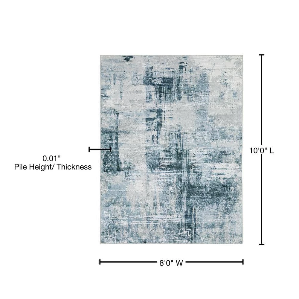 Harmony Machine Washable Blue 7 ft. 6 in. x 10 ft. Abstract Polyester Indoor Area Rug by Home Decorators Collection 8 Harmony Machine Washable Blue 7 ft. 6 in. x 10 ft. Abstract Polyester Indoor Area Rug by Home Decorators Collection - Image 8