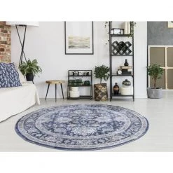 Dahliya Blue 5 ft. Round Area Rug by Home Decorators Collection -Home Decorators Store blue home decorators collection area rugs 82660 c3 1000