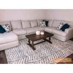 Rosanne Geometric Herringbone Blue 8 ft. x 10 ft. Area Rug by Home Decorators Collection -Home Decorators Store blue home decorators collection area rugs rzbd94a 8010 31 1000