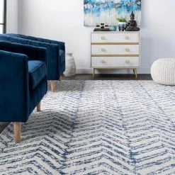 Rosanne Geometric Herringbone Blue 8 ft. x 10 ft. Area Rug by Home Decorators Collection -Home Decorators Store blue home decorators collection area rugs rzbd94a 8010 c3 1000