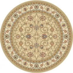 Vaughan Light Gold/Ivory 5 ft. x 5 ft. Round Indoor Area Rug by Home Decorators Collection