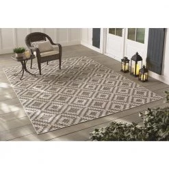 Samba Square Gray 8 ft. x 10 ft. Indoor/Outdoor Area Rug by Home Decorators Collection -Home Decorators Store gray home decorators collection outdoor rugs 32467 31 1000