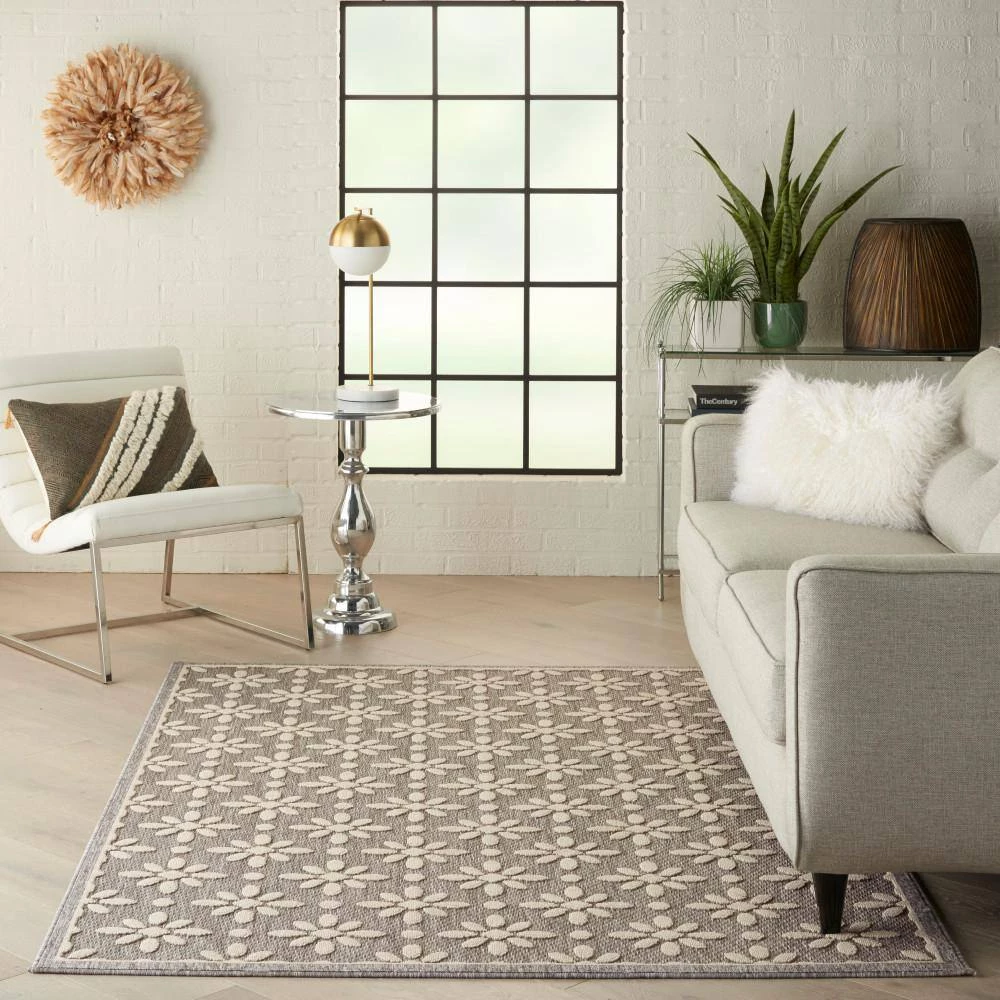 Palamos Grey 5 ft. x 7 ft. Geometric Contemporary Indoor/Outdoor Area Rug by Home Decorators Collection 2 Palamos Grey 5 ft. x 7 ft. Geometric Contemporary Indoor/Outdoor Area Rug by Home Decorators Collection - Image 2