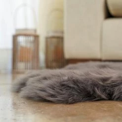 Unshorn Sheepskin Grey 2 ft. x 3 ft. Animal Shape Area Rug by Home Decorators Collection -Home Decorators Store grey home decorators collection area rugs l201470000o2600 40 1000