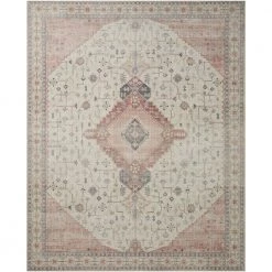 Leesa Ivory/Rust 7 ft. 6 in. x 9 ft. 6 in. Medallion Polyester Area Rug by Home Decorators Collection