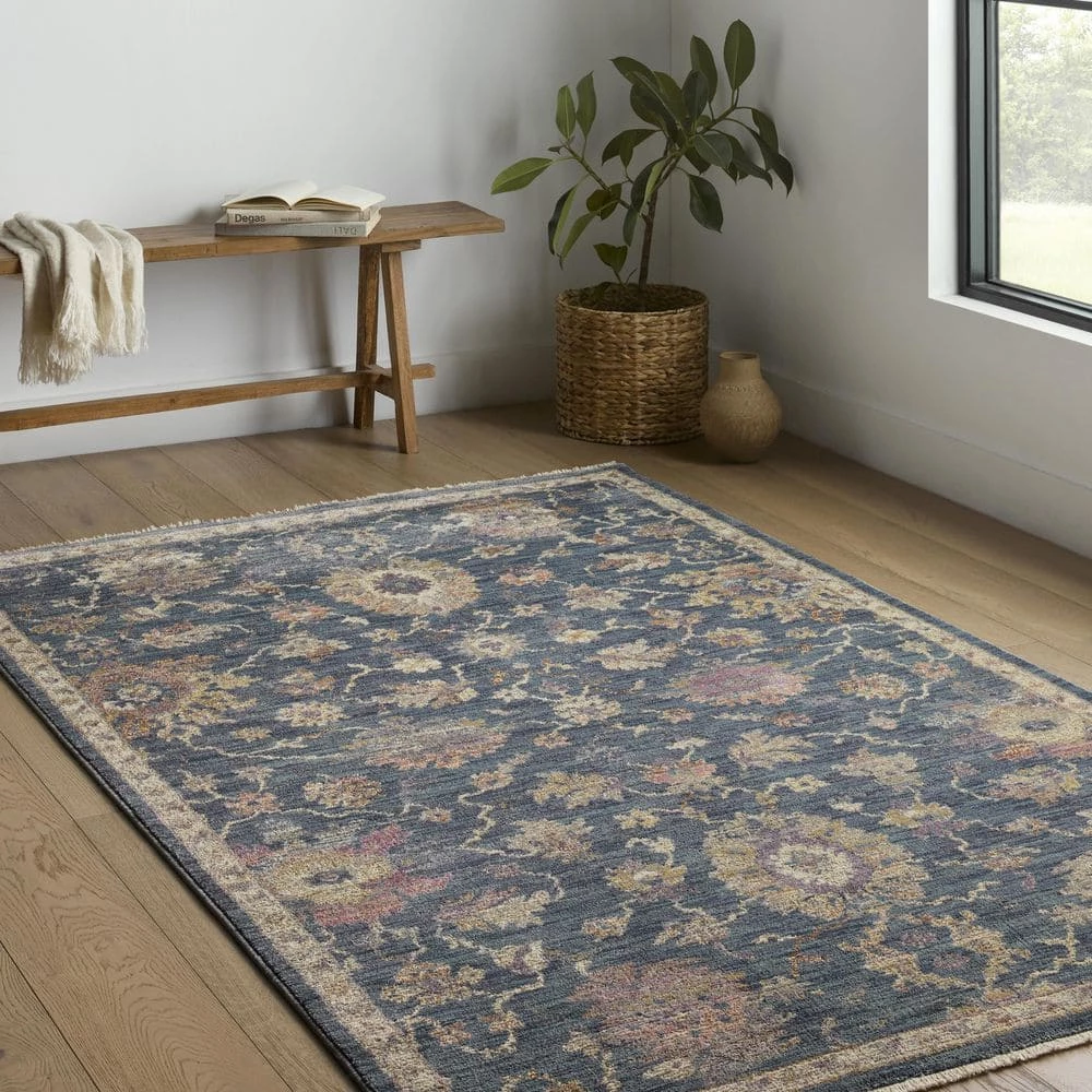 Greta NAVY / RUST 3 ft. 7 in. x 5 ft. 7 in. Oriental Polyester Area Rug by Home Decorators Collection 2 Greta NAVY / RUST 3 ft. 7 in. x 5 ft. 7 in. Oriental Polyester Area Rug by Home Decorators Collection - Image 2