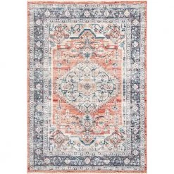 Zara Medallion Orange 5 ft. x 7 ft. Area Rug by Home Decorators Collection