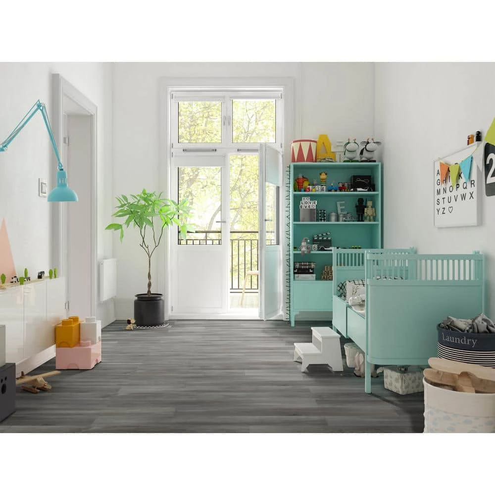 Pelican Gray 7 in. W x 48 in. L Rigid Core Click Lock Luxury Vinyl Plank Flooring (23.77 sq. ft./case) by Home Decorators Collection 2 Pelican Gray 7 in. W x 48 in. L Rigid Core Click Lock Luxury Vinyl Plank Flooring (23.77 sq. ft./case) by Home Decorators Collection - Image 2