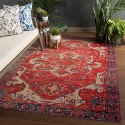Polaris Red 7 ft. 6 in. x 9 ft. 6 in. Medallion Rectangle Area Rug by Home Decorators Collection -Home Decorators Store red blue home decorators collection area rugs rug140460 1f 1000