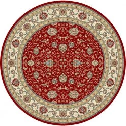 Vaughan Red/Ivory 8 ft. x 8 ft. Round Indoor Area Rug by Home Decorators Collection